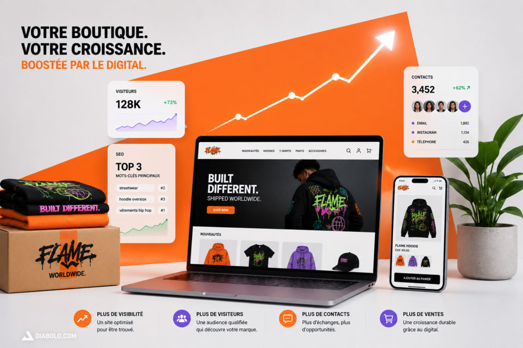 Illustration représentant la croissance d'une entreprise grâce au référencement naturel et à un site internet performant