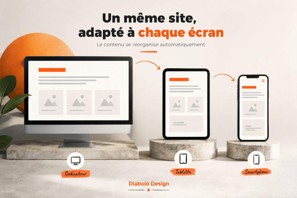 Un même site web responsive adapté sur smartphone, tablette et ordinateur